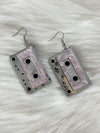 Retro Cassette Earrings Silver