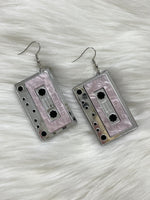 Retro Cassette Earrings Silver