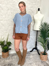 Lanny Short Sleeve Button-Up Cardigan Blue