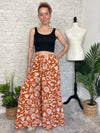 Abstract Swirls Wide Leg Pant - Ginger + Beige