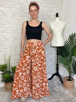 Abstract Swirls Wide Leg Pant - Ginger + Beige