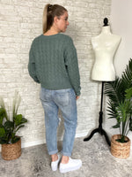 Cherry Blossom Cardigan Teal Green