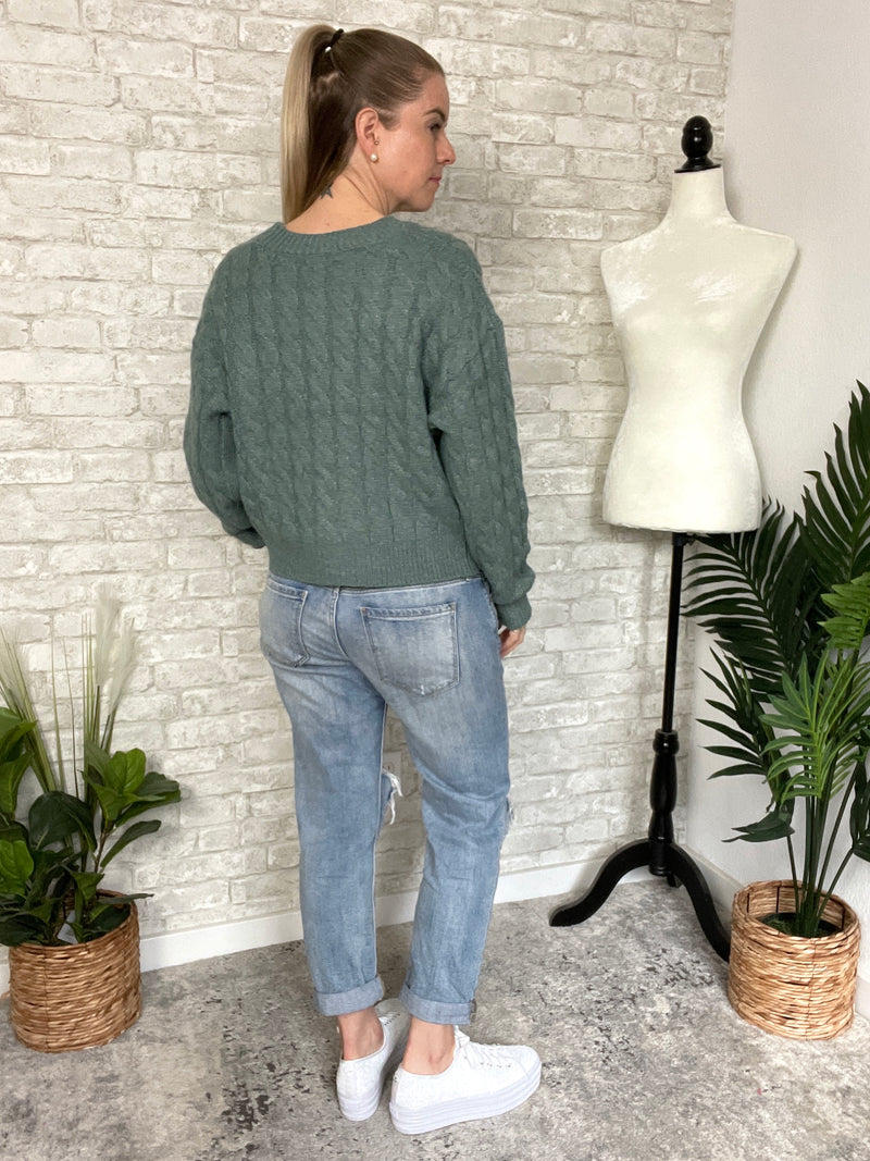 Cherry Blossom Cardigan Teal Green