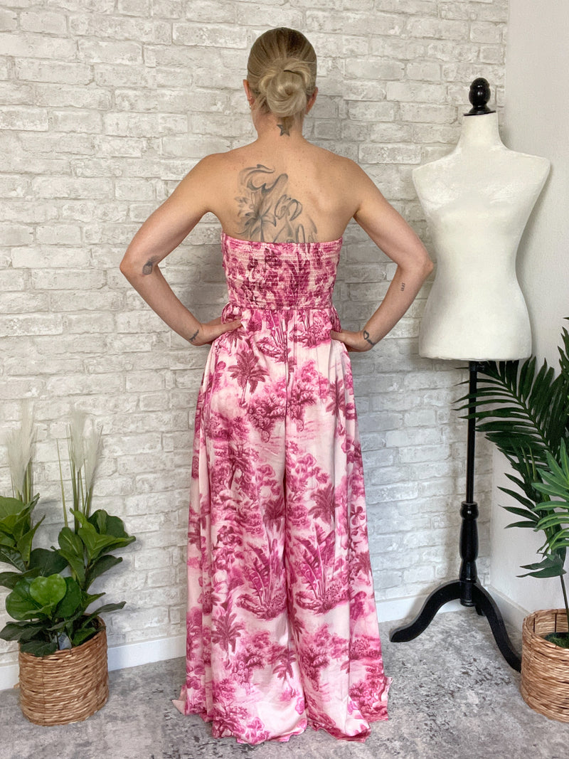 Pink Palms Jumpsuit