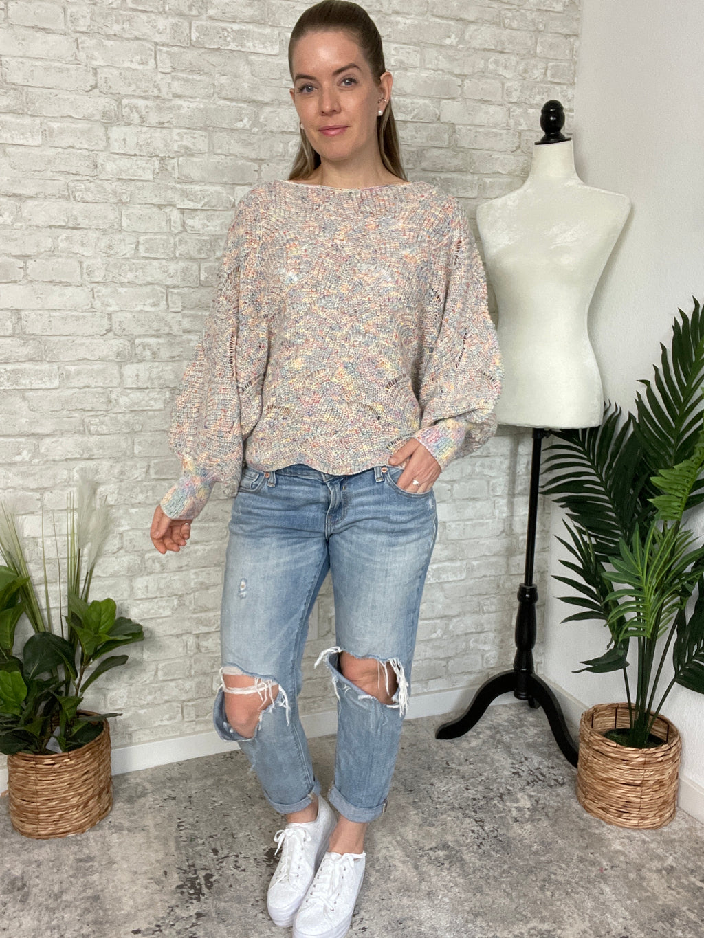 Rainbow Retro Swirl Knit Top