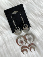 Moon + Star Dangle Earring Silver