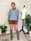 Lanny Short Sleeve Button-Up Cardigan Blue