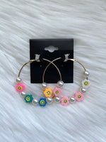 Happy Bead Hoop Earrings