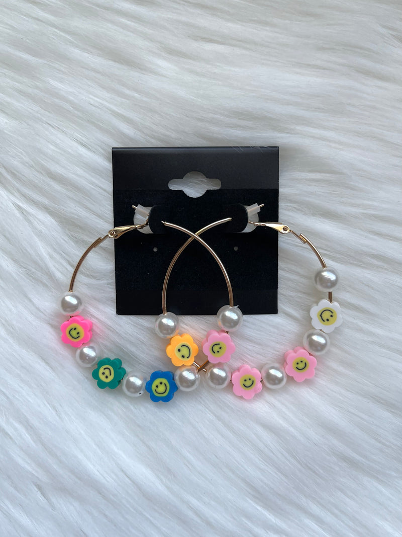 Happy Bead Hoop Earrings