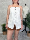 Paige Stripe Tuxedo Tank Top - Beige