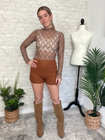 Ophelia Lace Fitted Top Mocha