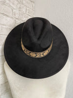 Willa Flower Band Black Wide Brim
