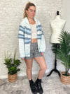 Zelda Zip Up Knit Cardigan - Blue Combo