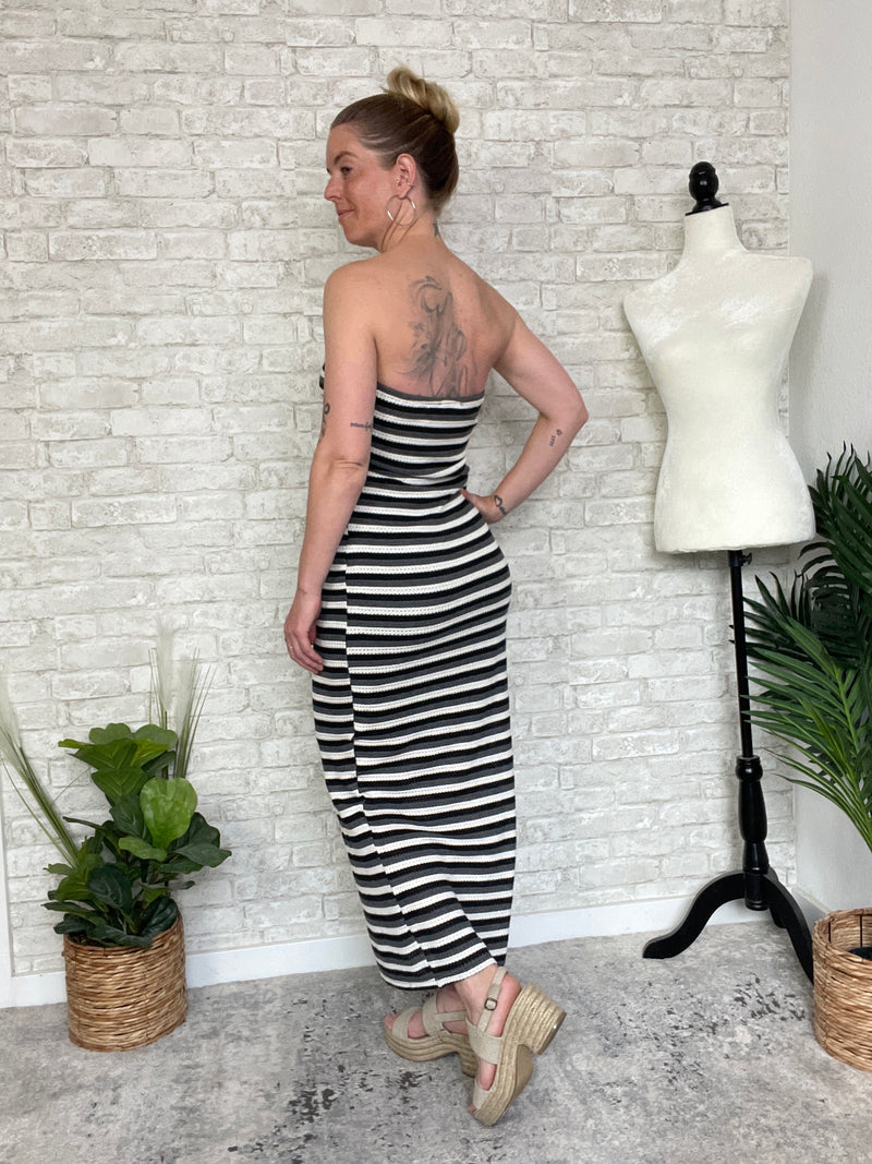Lionel Black+White Stripe Knit Tube Dress