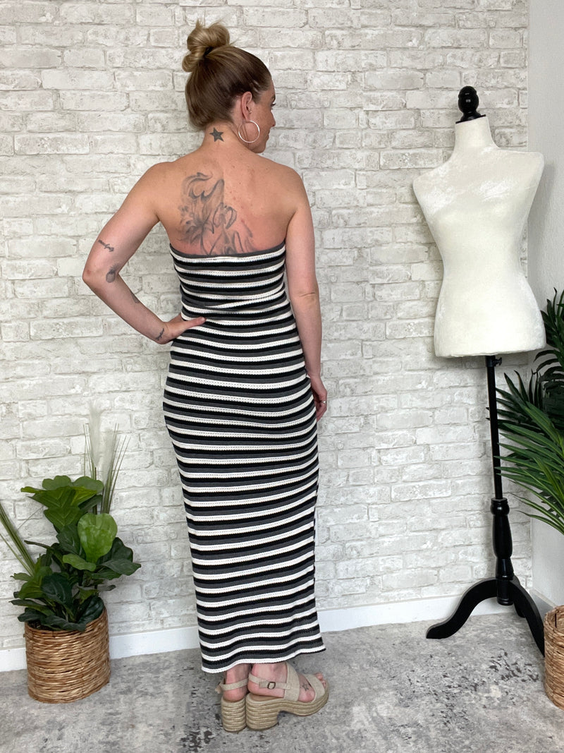 Lionel Black+White Stripe Knit Tube Dress