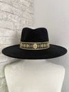 Willa 2.0 Gold Flower Band Black Wide Brim