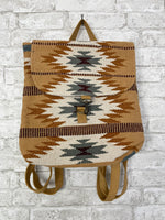 Tan, Camel + Teal Aztec Backpack