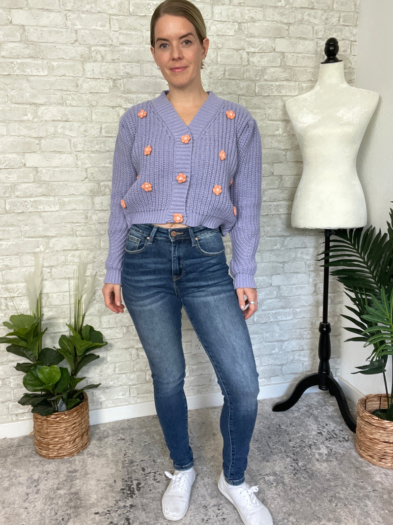 Lilac + Coral Floral Cardigan