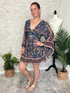 Mirabelle Teal Long Sleeve Mini Dress