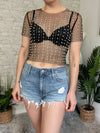 Pearl Disco Black Tulle Top
