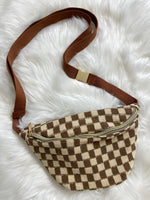 Checker Sling Bag - Brown