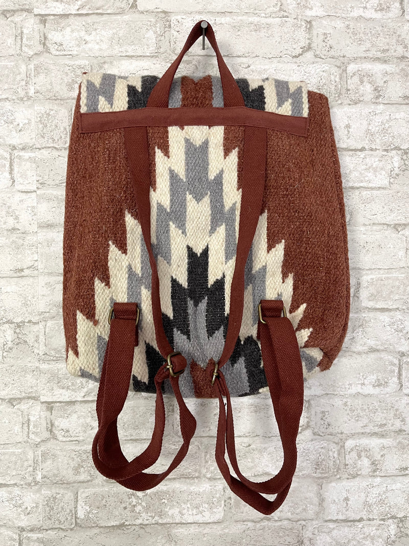 Rust, Cream + Gray Aztec Backpack