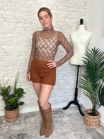 Ophelia Lace Fitted Top Mocha