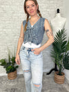 Tizzy Daisy Print Denim Vest