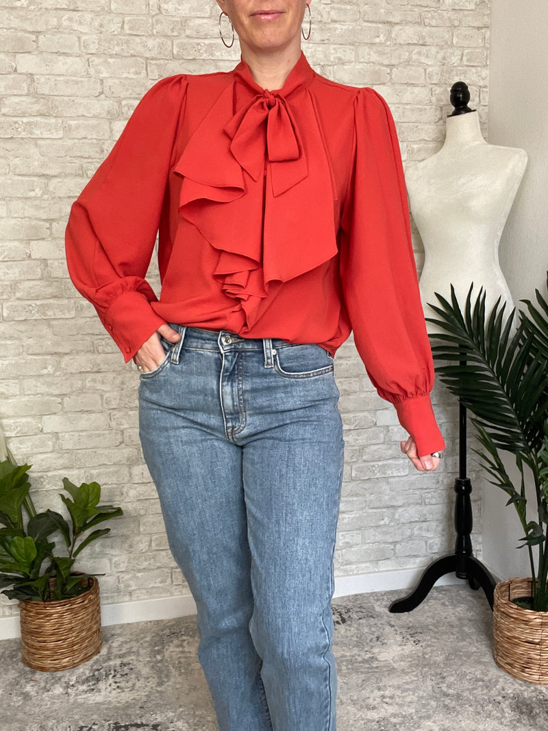 Celine Bow Blouse Rust