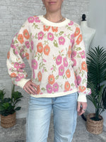 Tina Orange/Pink Floral Print Pullover