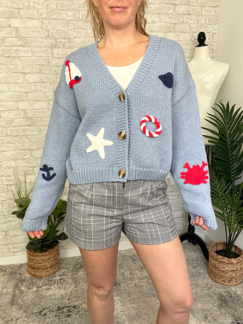 Out To Sea Cardigan Blue