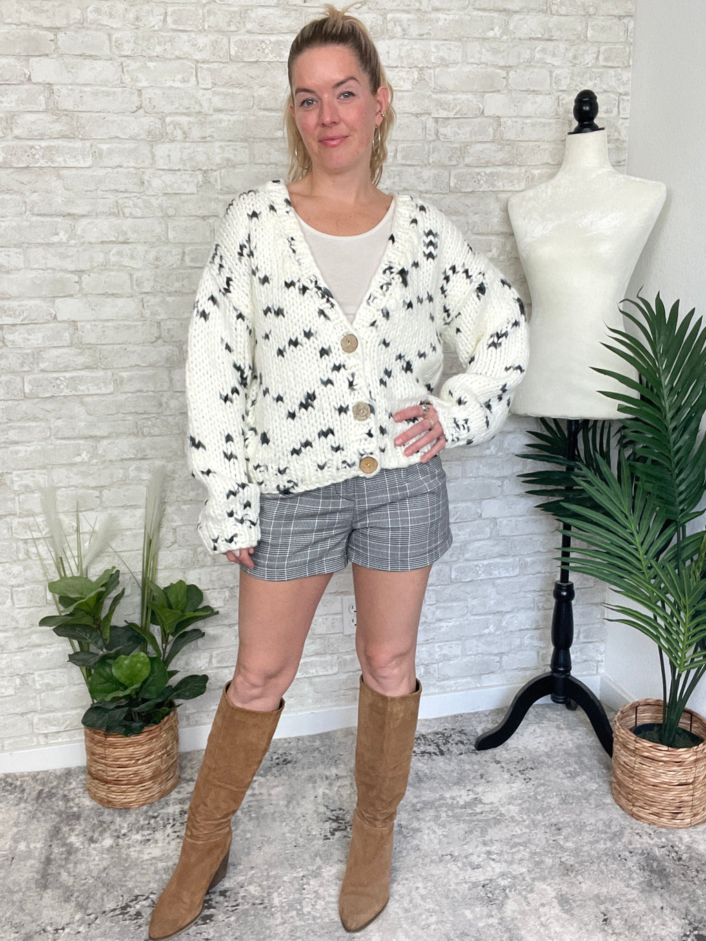 Speckled Knit Cream Cardigan
