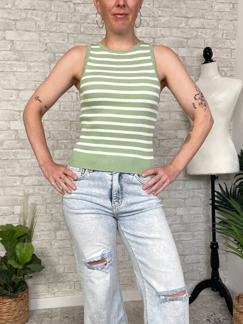 Darlene Green+Cream Stripe Tank