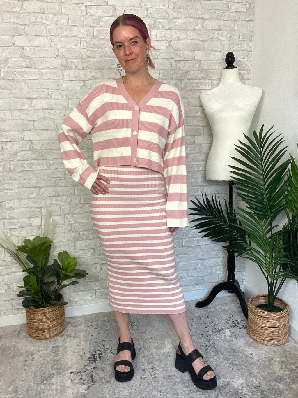 Devon Sweater Set - Cardigan Pink