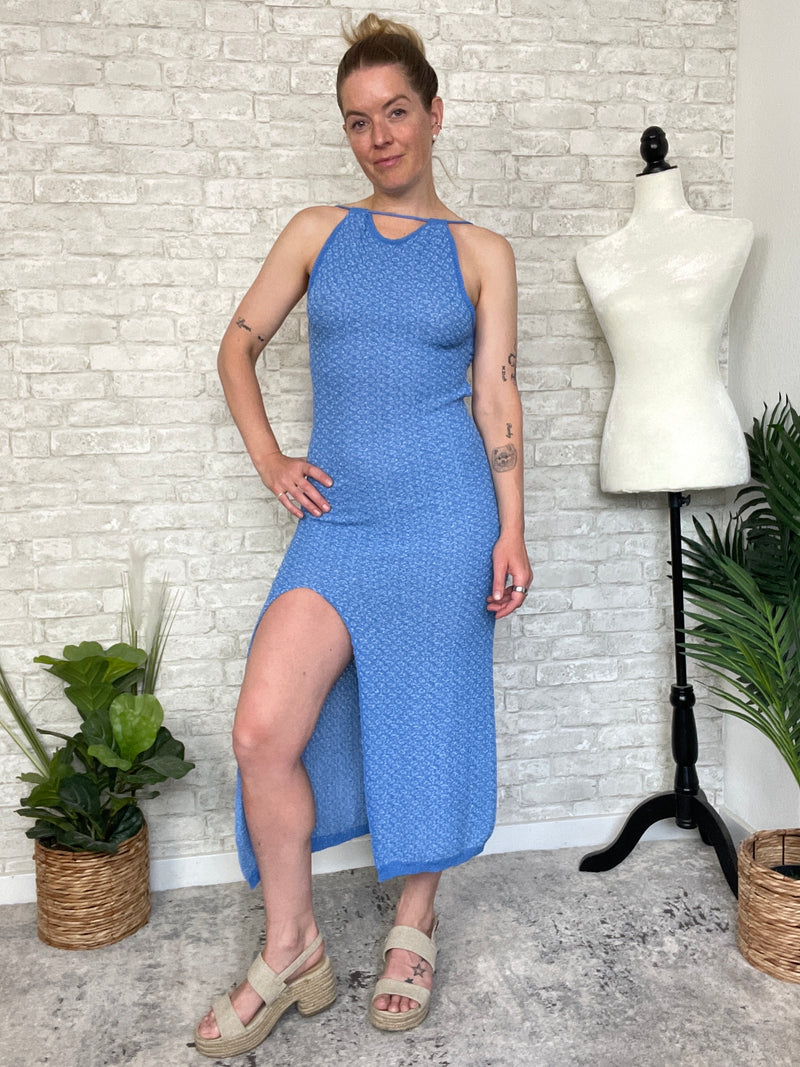 Conch Blue Seaside Knit Dress/CoverUp