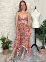 Heidi Twist Peach Floral Dress