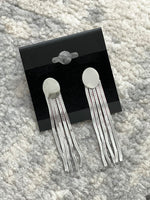 Oval Disc Snake Chain Earrings Silver
