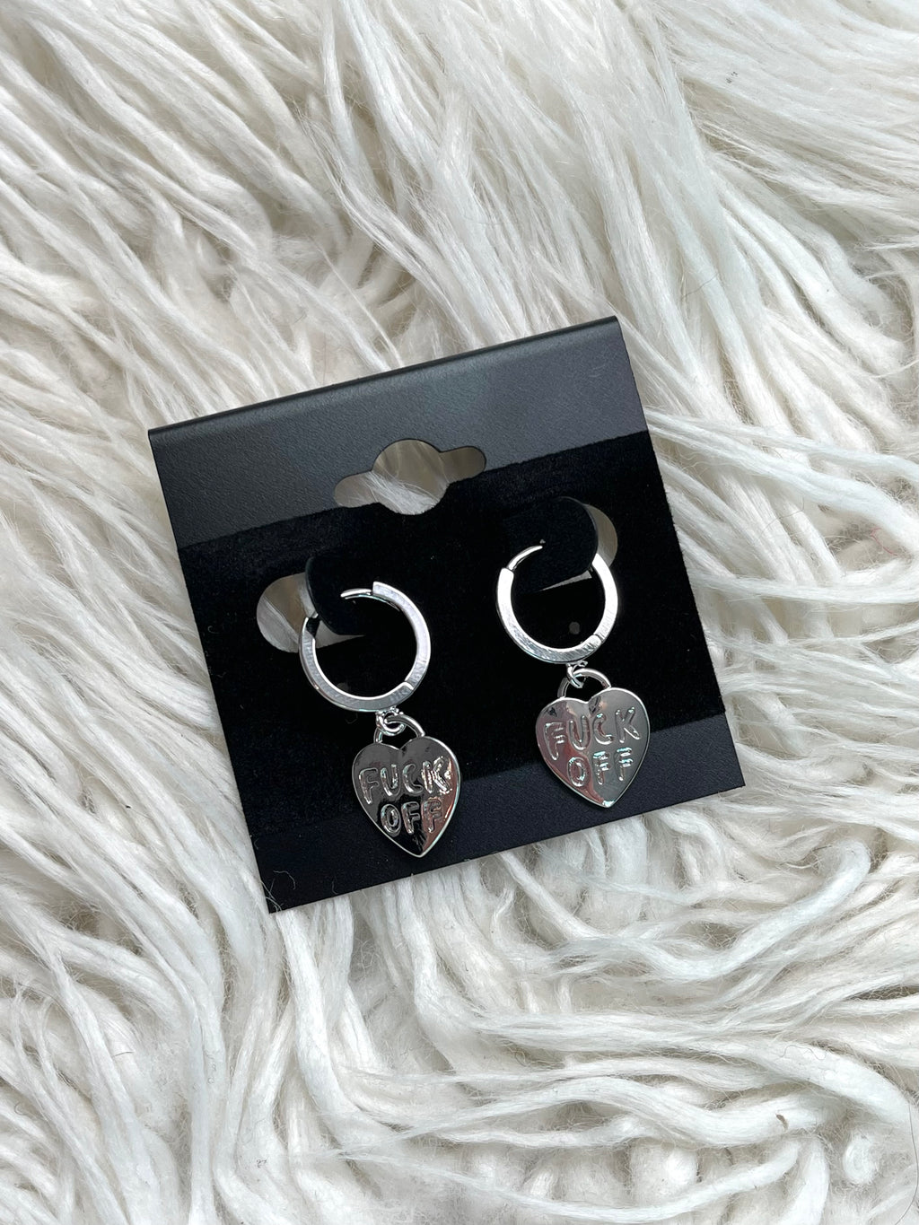 Fuck Off Earring Silver