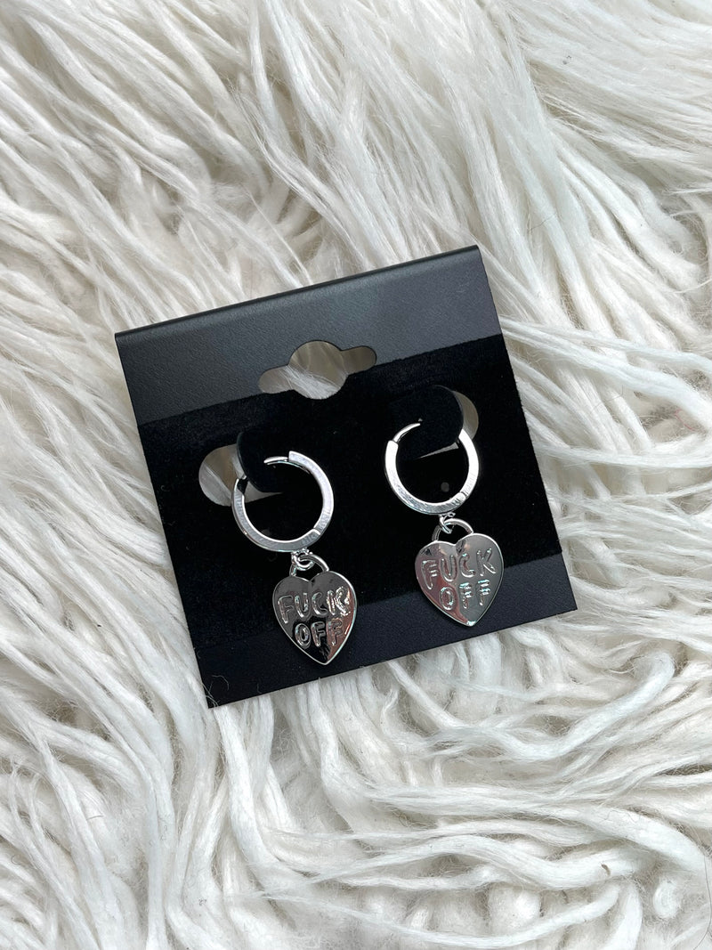Fuck Off Earring Silver