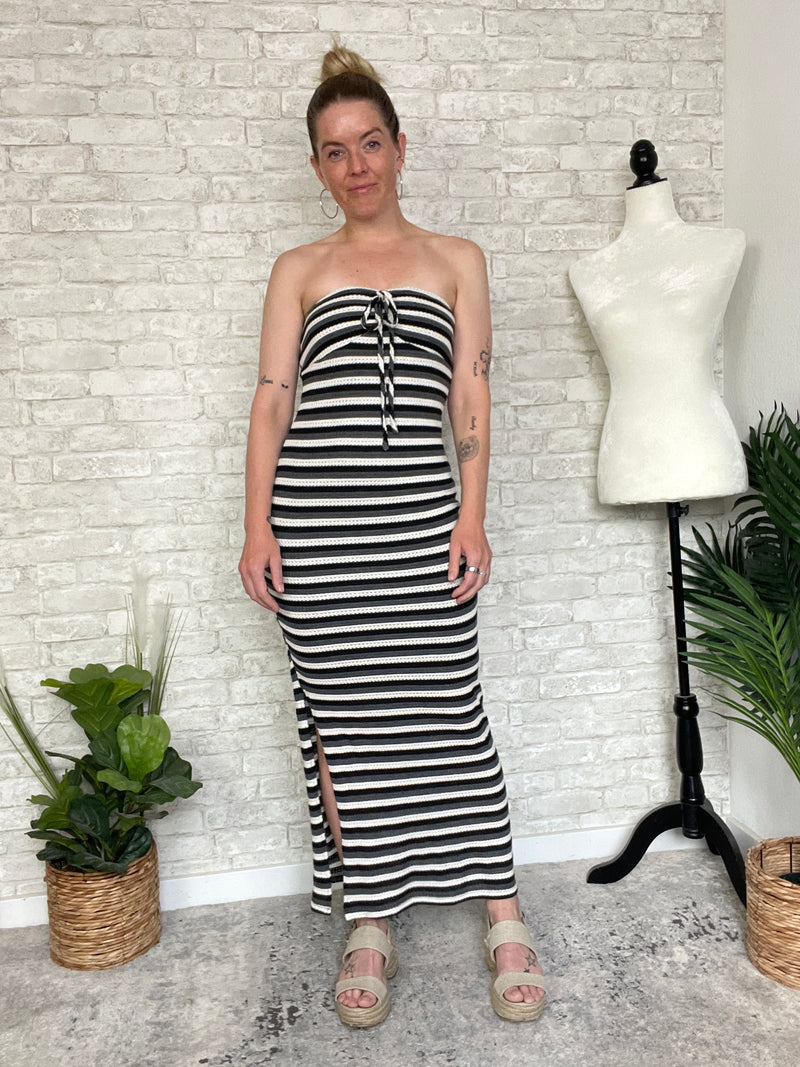 Lionel Black+White Stripe Knit Tube Dress