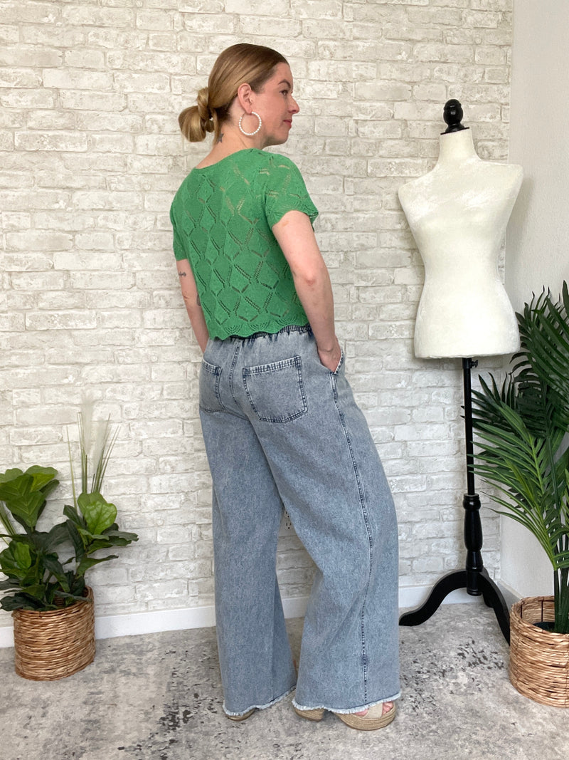 Druna Wide Leg Jeans W/ Tie