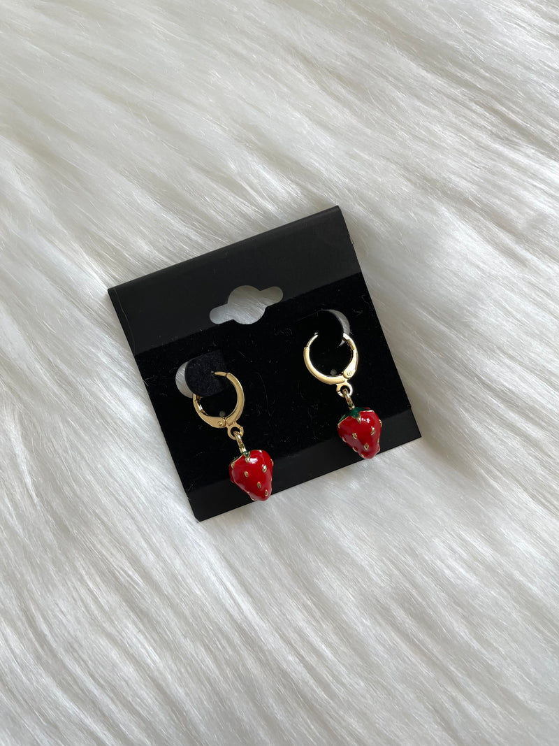 Strawberry Mini Gold Hoops