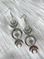 Moon + Star Dangle Earring Silver