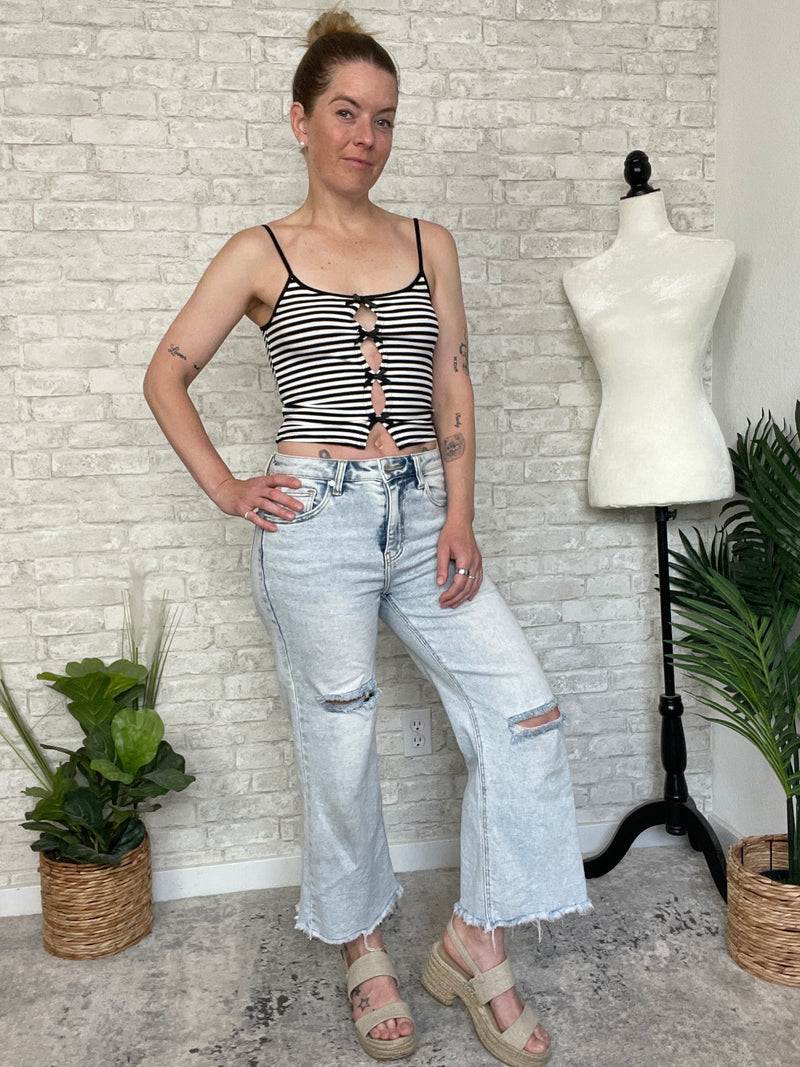 Josie B+W Stripe Bow Mini Tank
