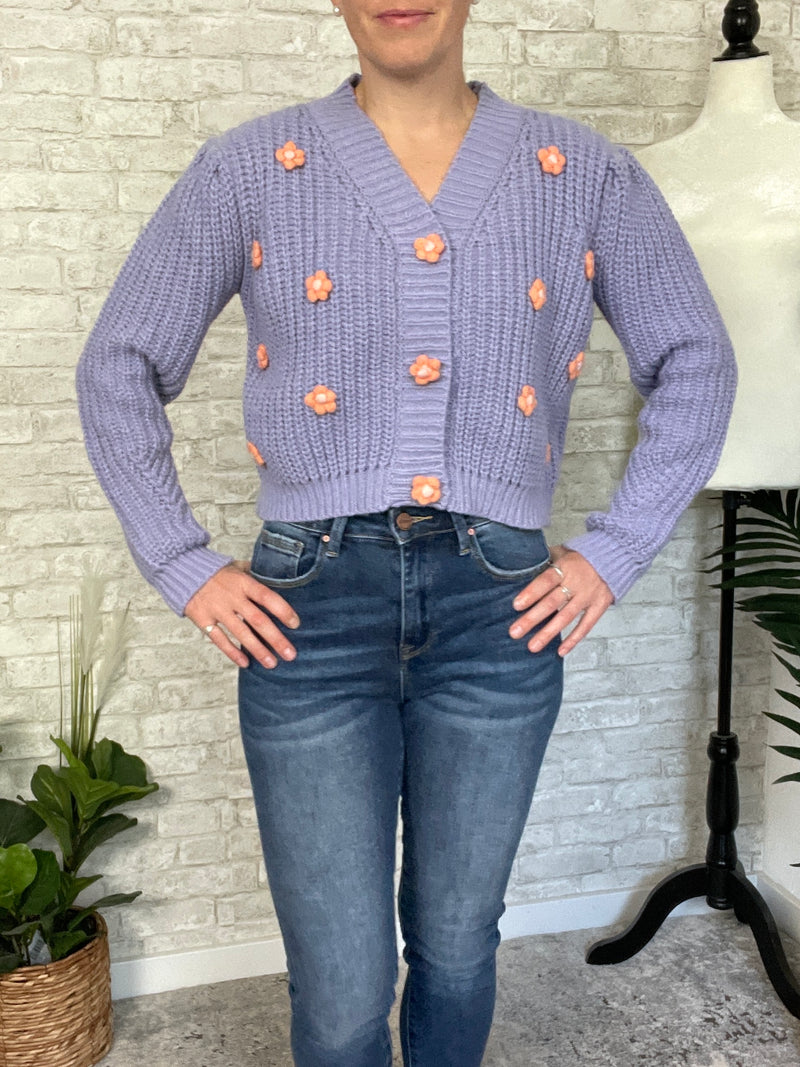Lilac + Coral Floral Cardigan