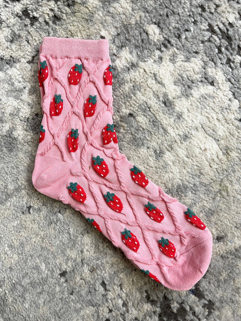 Strawberry Socks - Blush Pink