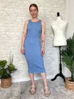 Plume Ribbed Dress Blue