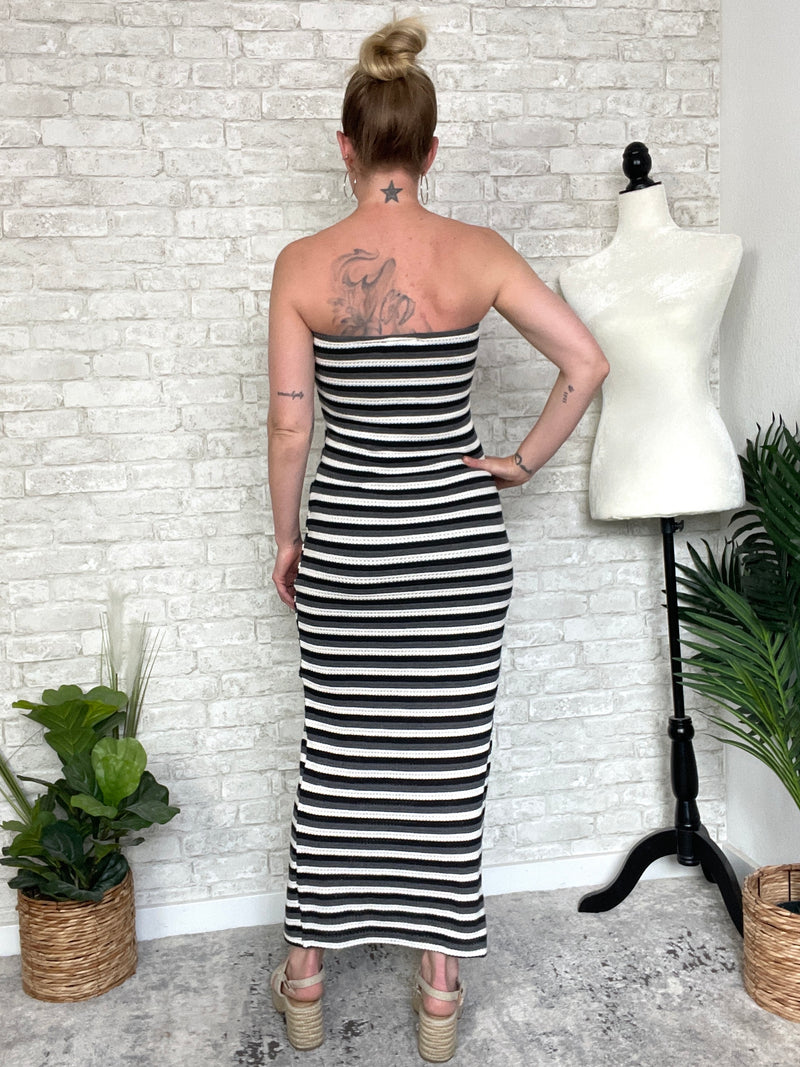 Lionel Black+White Stripe Knit Tube Dress