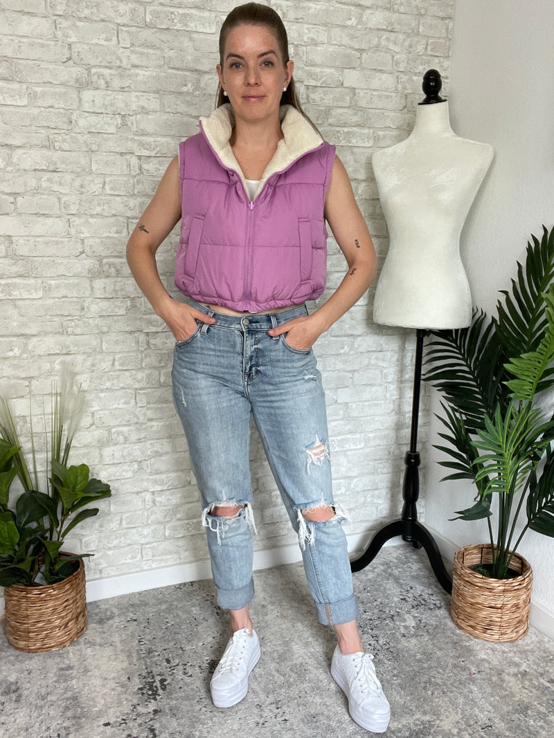 Paige Reversible Cropped Vest Lilac