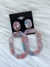 Pink/Blue Pearl Rectangle Octagon Drop Earring